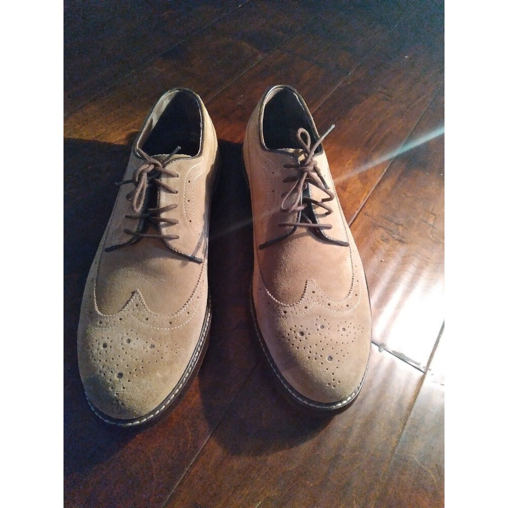 Suede‎ Wingtip Oxford Dress Shoes Casual Lace Up Tan Leather Size (See Desc)